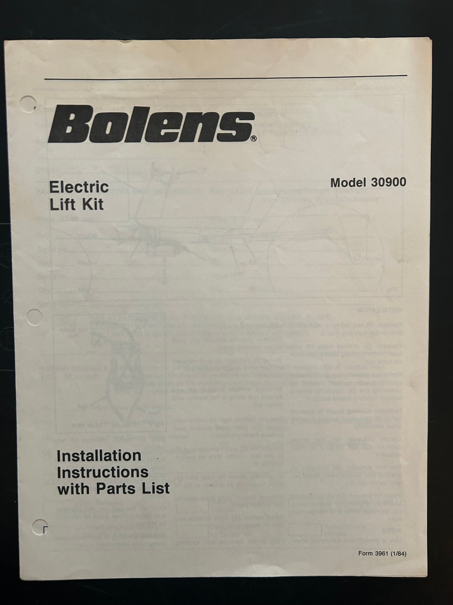 Bolens _ Hydraulic Lift Kit model 18327 _ Parts
