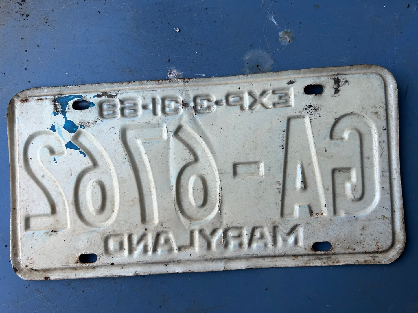 Vintage License Plate - Maryland 1968 exp