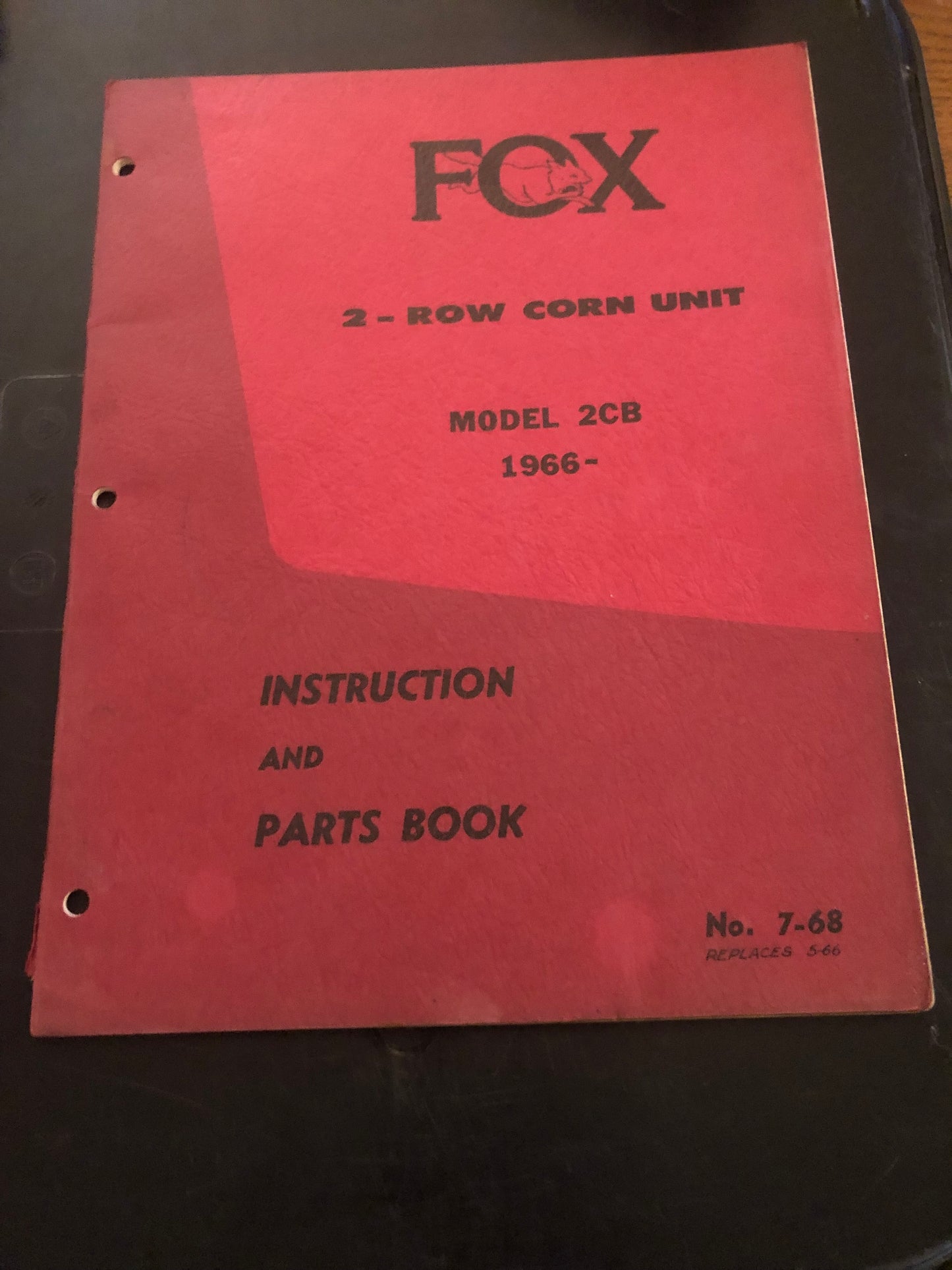 Fox _ 2-row Corn Head model 2CB _ Instruction & Parts Book no 7-68