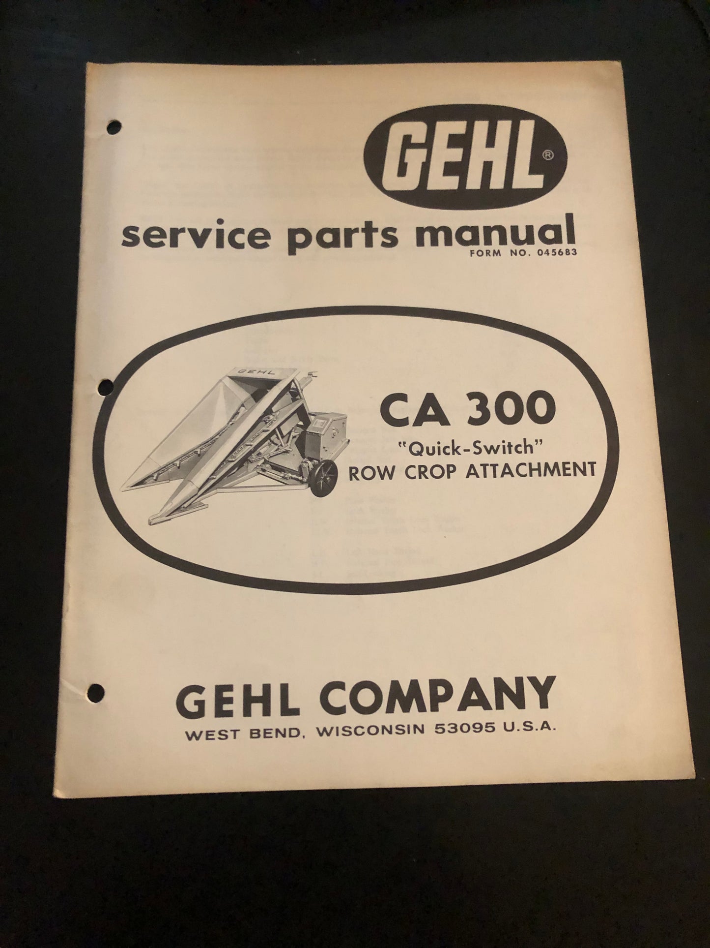 Gehl _ CA 300 “Quick Switch” Row Crop Attachment _ Service Parts Manual