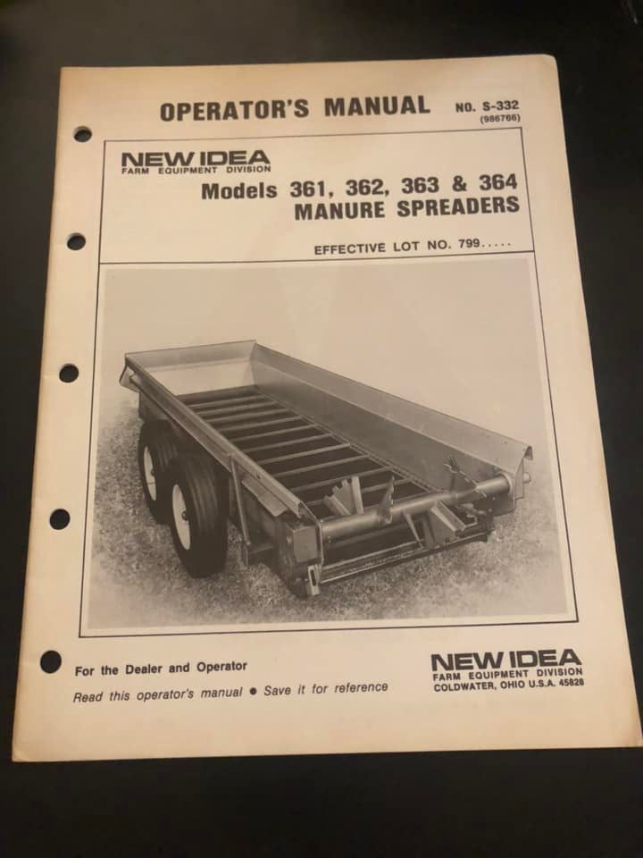New Idea _ 360, 361, 363, 363 & 364 Manure Spreaders S-334 _ Operator’s Manual