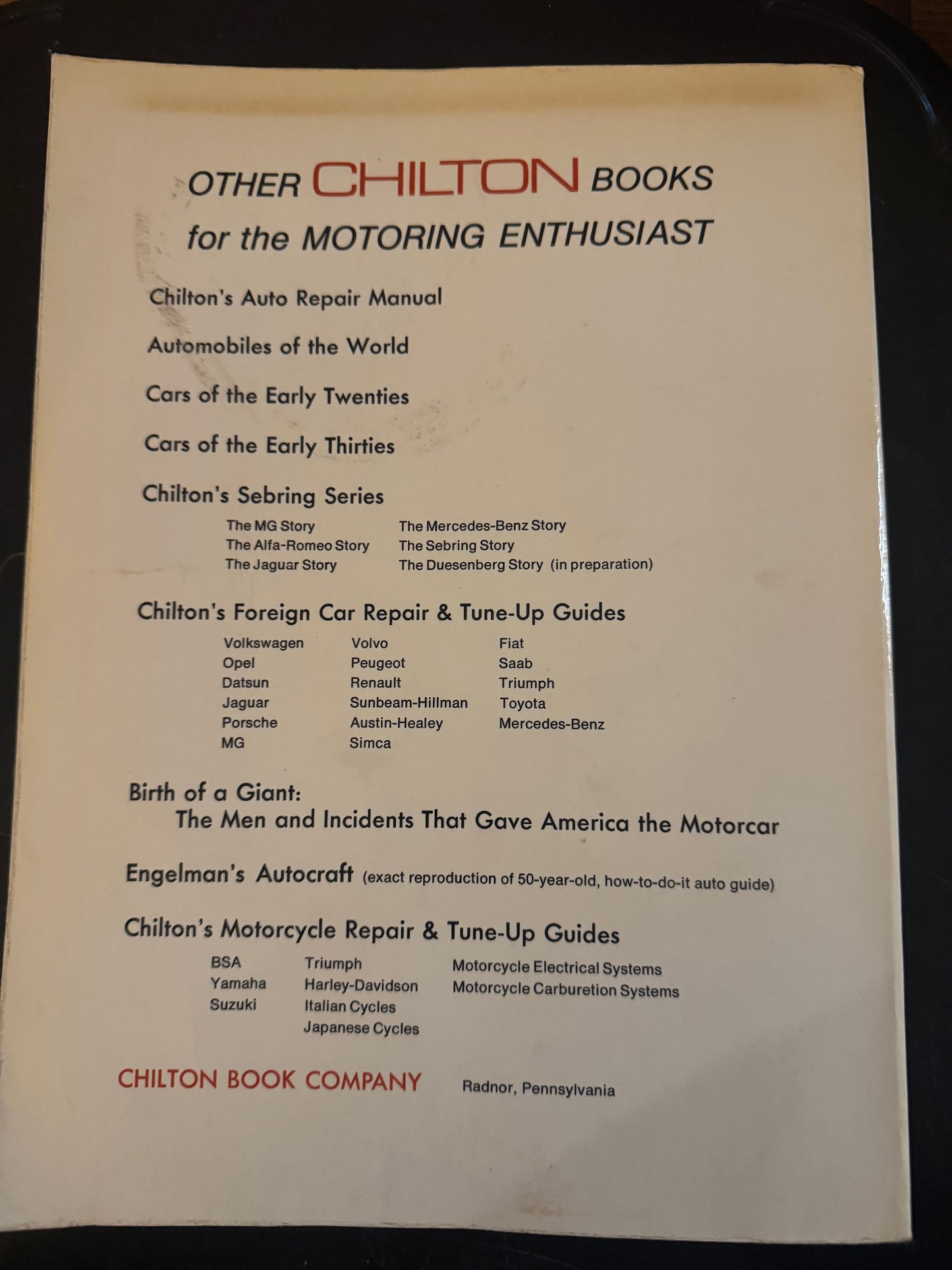 Chilton Spring 1931 Automotive Multi-Guide