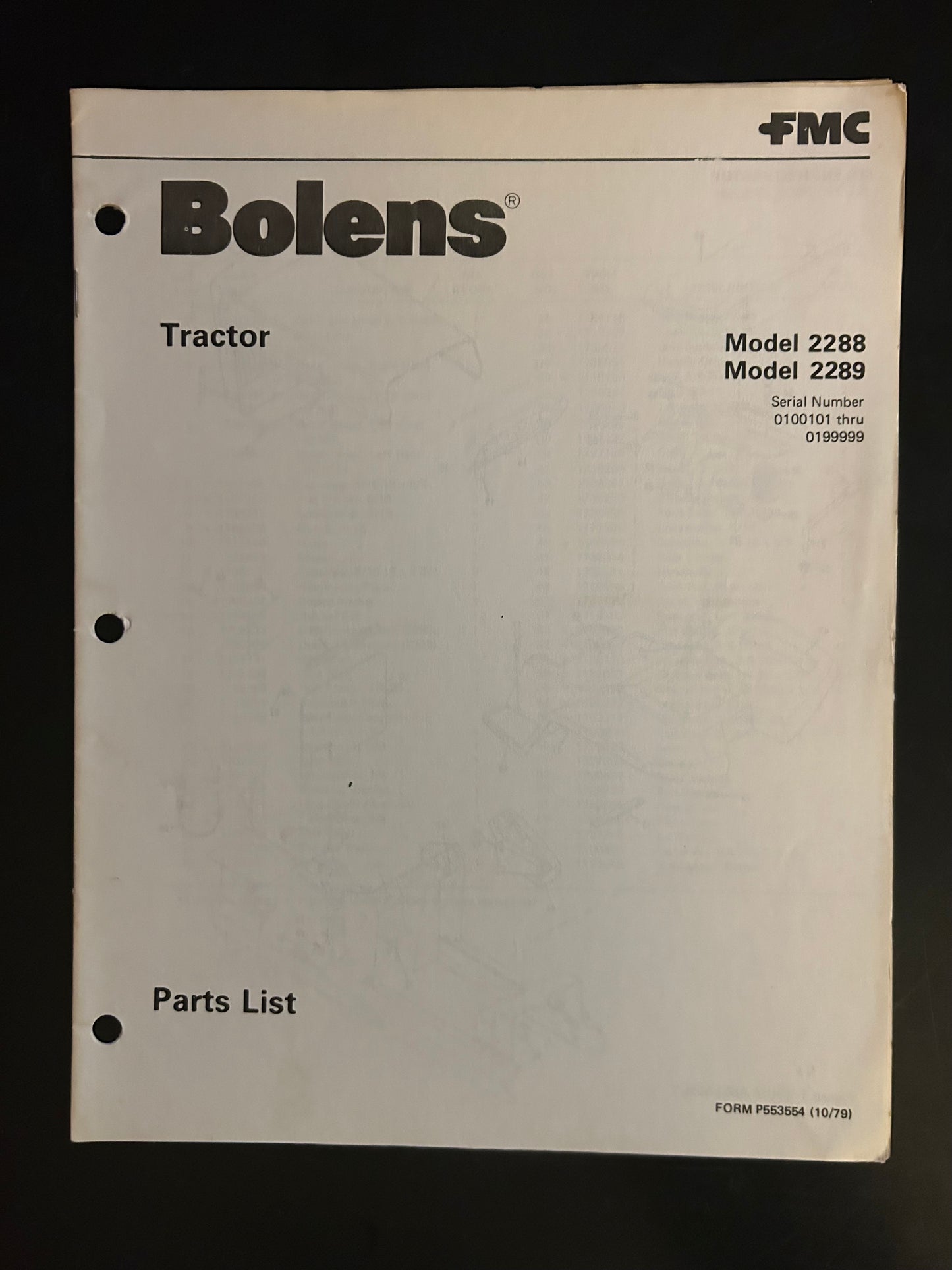 Bolens _ Tractor model 2288 & 2289 _ Parts List