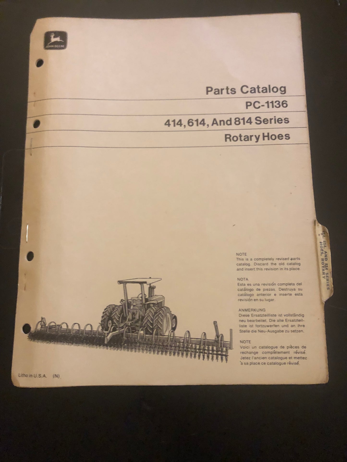 John Deere _ 414, 614 & 824 Series Rotary Hoes _ parts catalog pc-1136