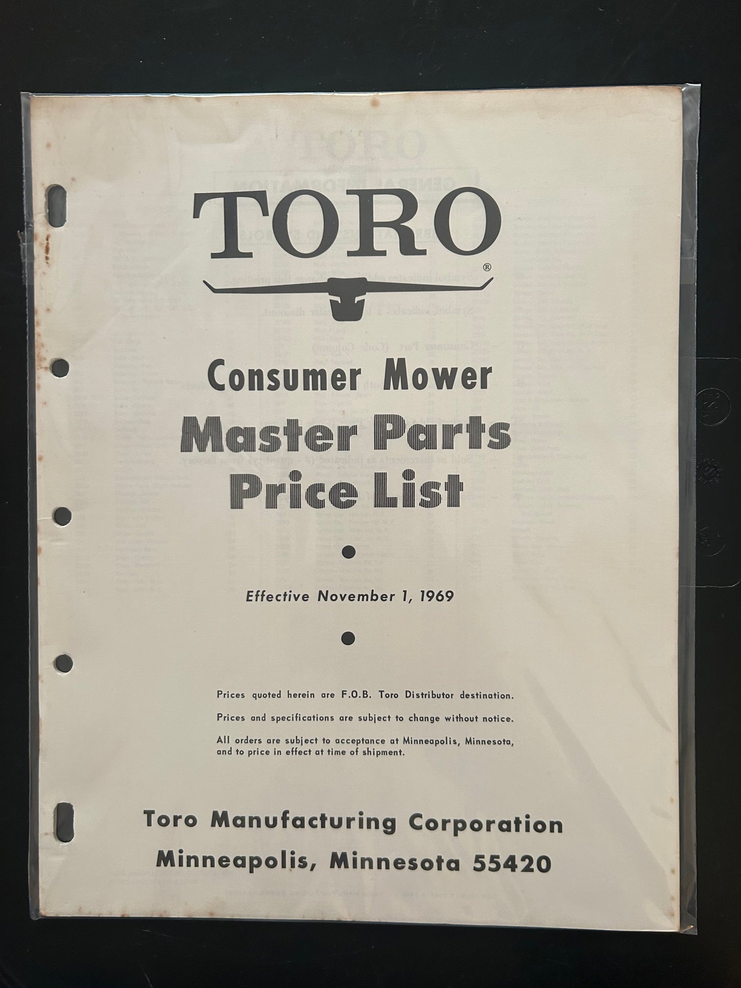 Toro _ Consumer Mower Master Parts Price List _ Nov 1, 1969