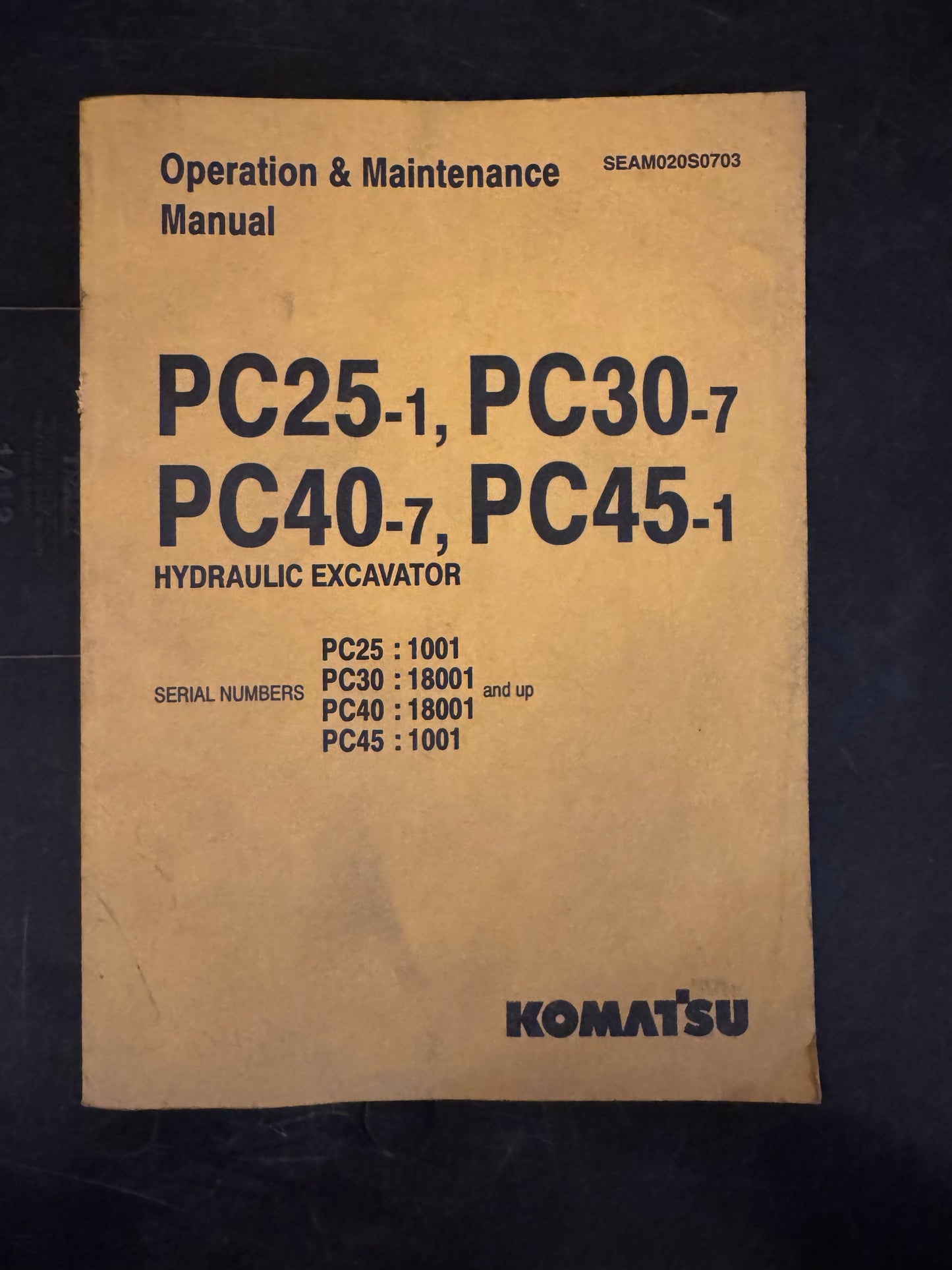 Komatsu _ PC25-1, PC30-7, PC40-7 & PC45-1 Hydraulic Excavator _ Operation & Maintenance Manual