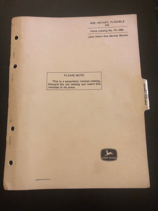 John Deere _ Hoe, Rotary, Flexible 642 _ Parts Catalog PC-888