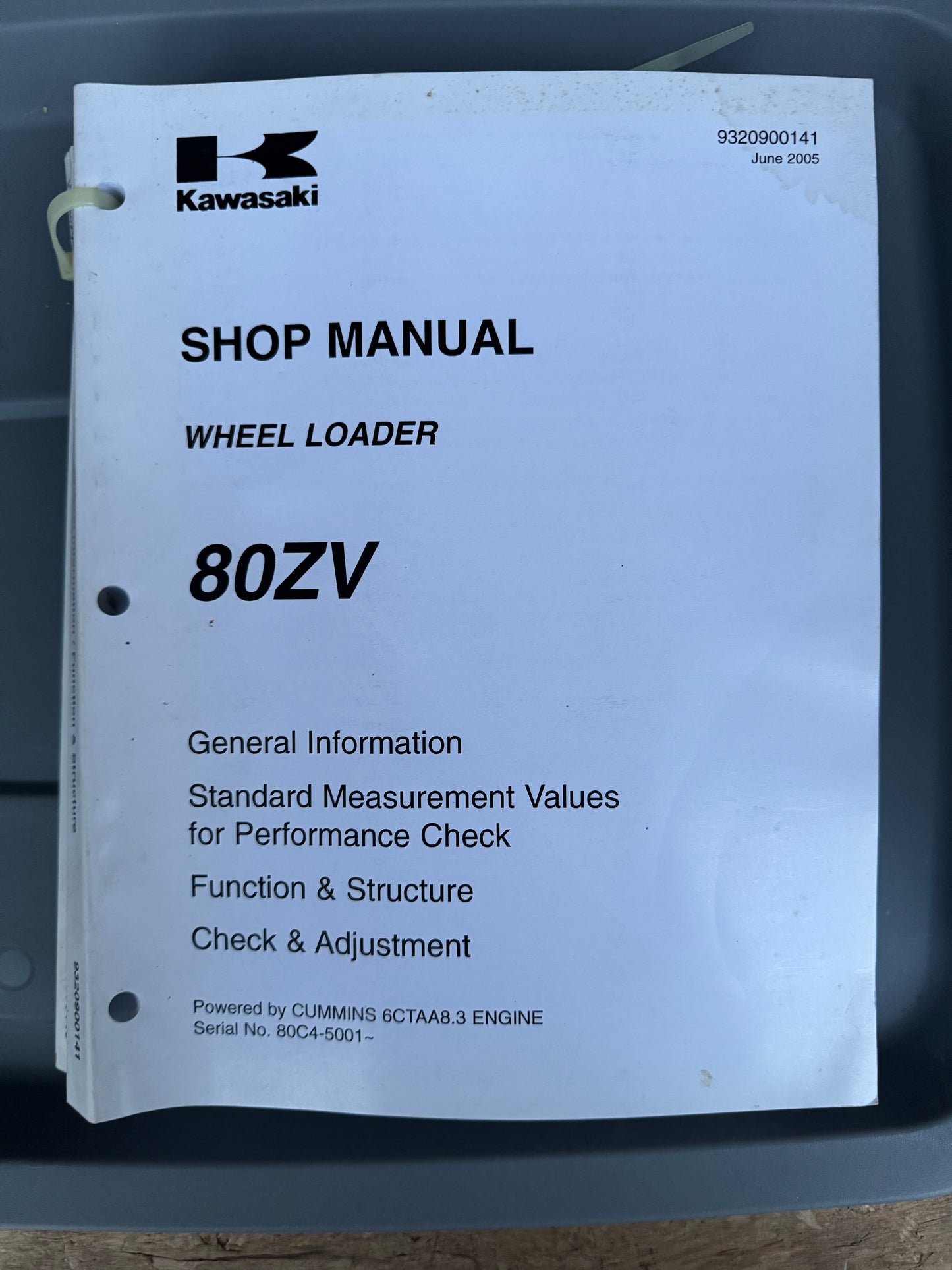 Kawasaki _ 80ZV Wheel Loader _ General Information Shop Manual Jun 2005