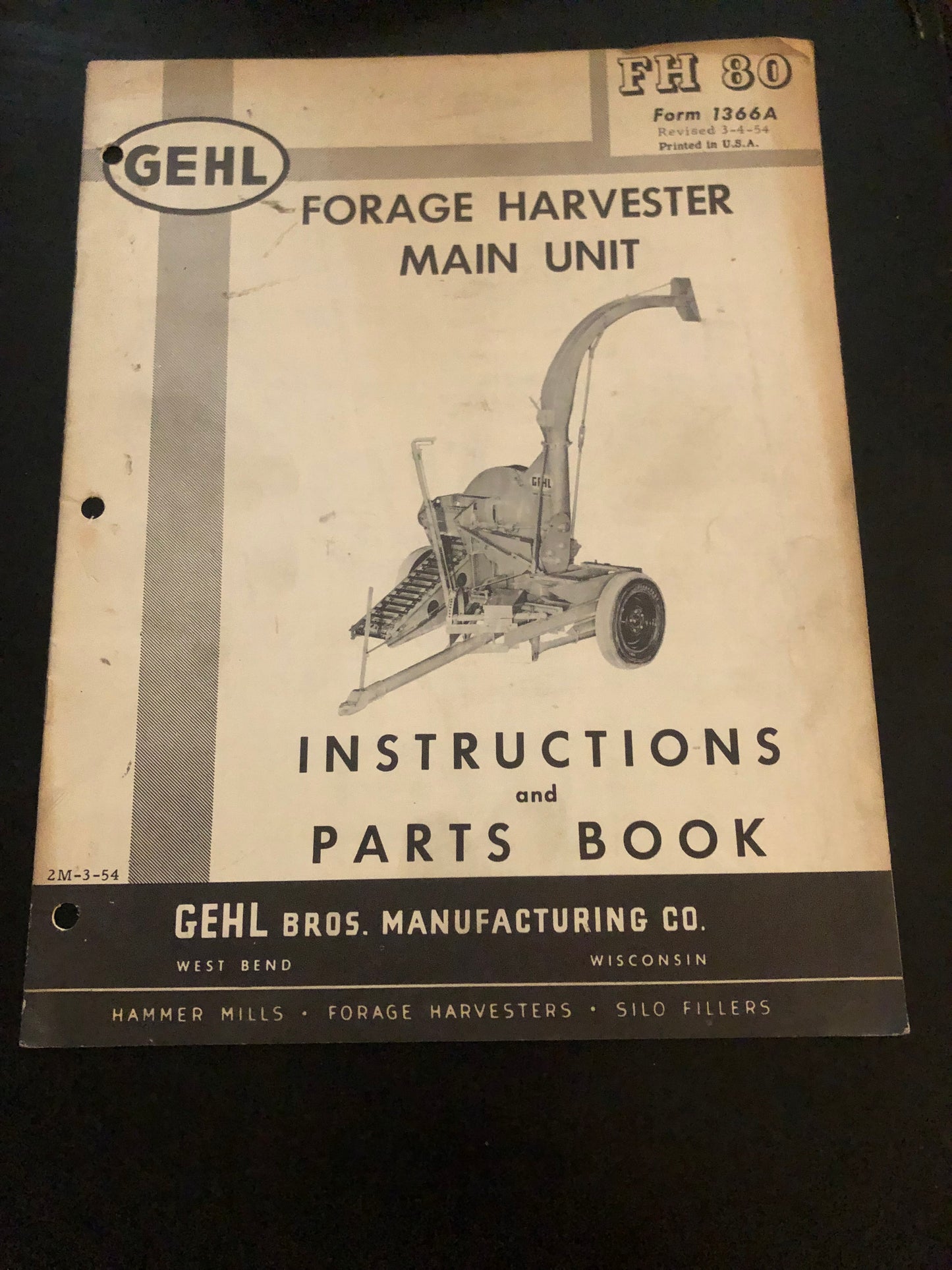 Gehl _ Forage Harvester Main Unit FH 80 _ Instructions & Parts Book Form 1366A
