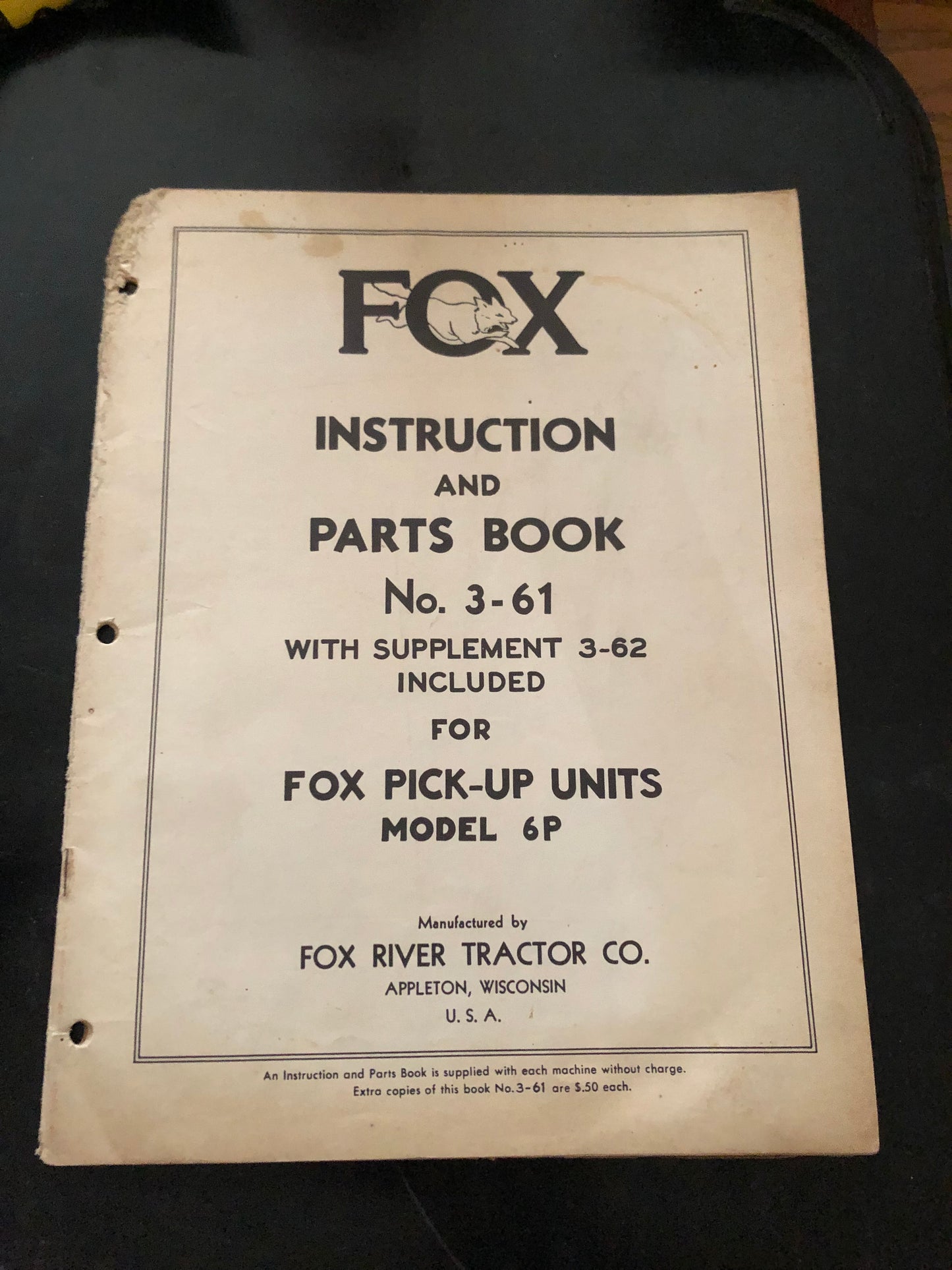 Fox _ Pick-Up Units model 6P _ Instruction & Parts Book