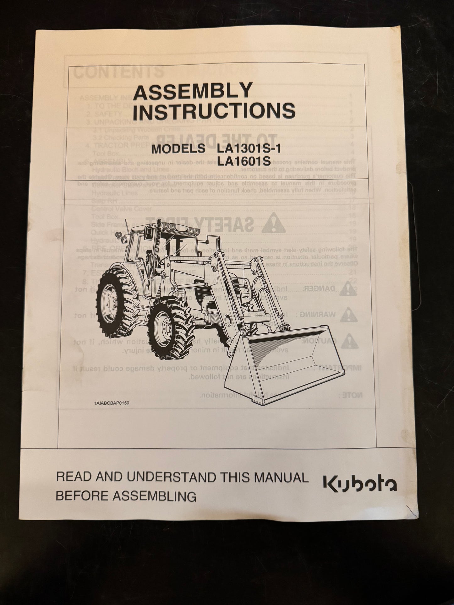 Kubota _ models LA1301S-1 & LA1601S _ Assembly Instructions