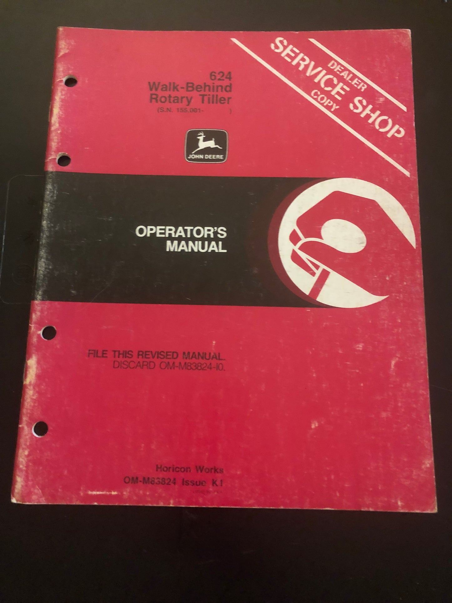 John Deere _ 624 Walk Behind Rotary Tiller _ Operator’s Manual - OM M83824 K1