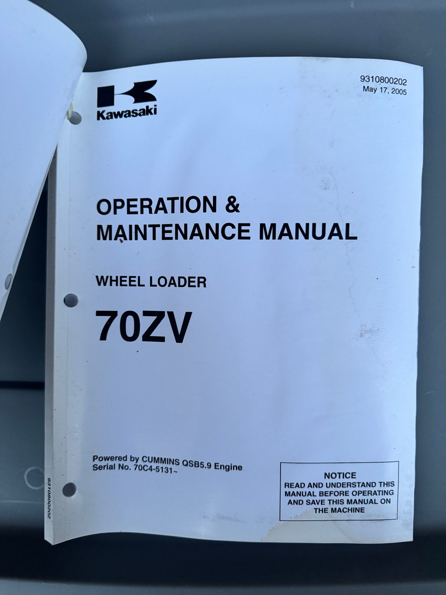 Kawasaki _ 70ZV Wheel Loader _ Operation & Maintenance Manual