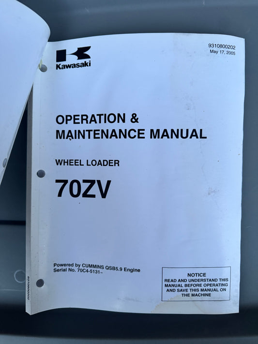 Kawasaki _ 70ZV Wheel Loader _ Operation & Maintenance Manual