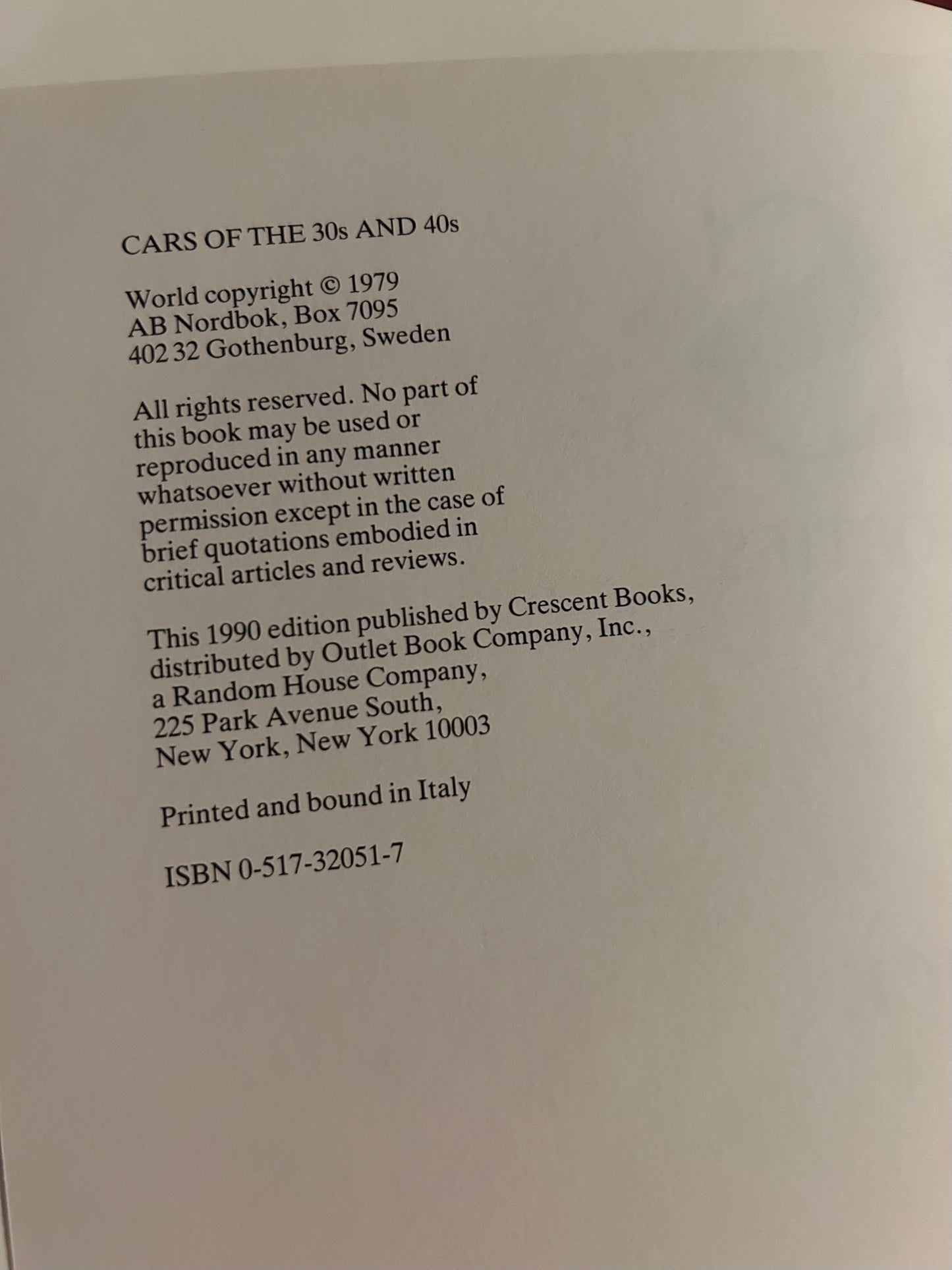 Cars of the Thirties and Forties by Michael Sedgwick