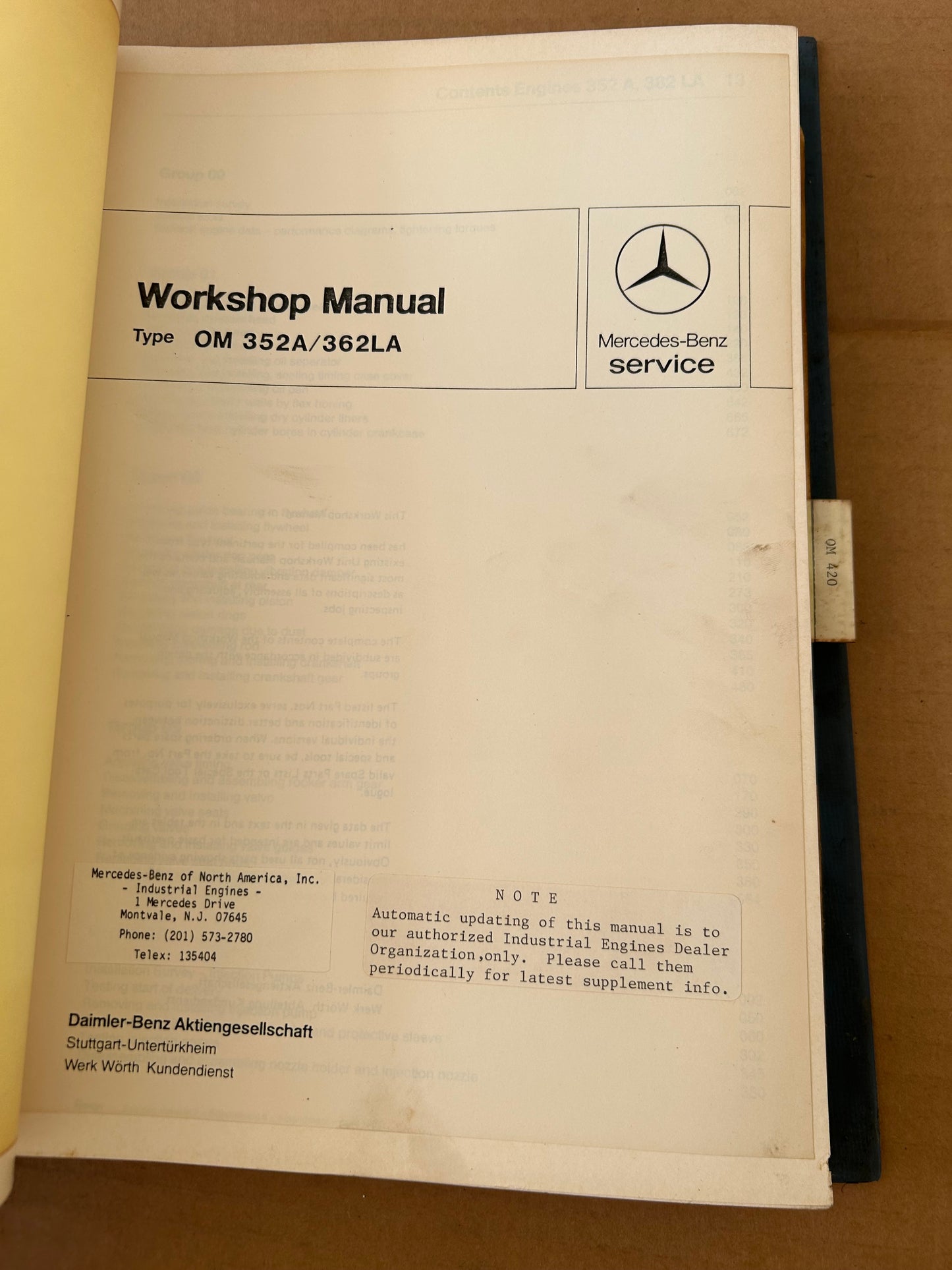 Mercedes-Benz _ OM 352, 352 A, 362 LA & OM 420 _ Workshop Manual