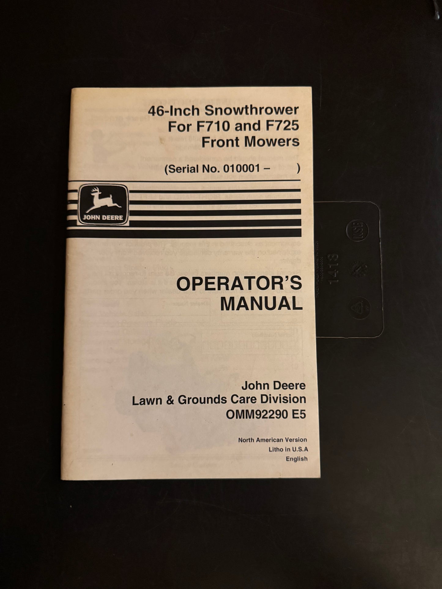 John Deere - 46” Snowblower for F710 & F725 Front Mowers Operator’s Manual