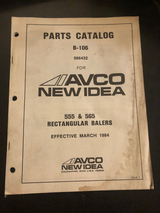 New Idea _ 555 & 565 Rectangular Balers B-106 (986432) _ Parts Catalog