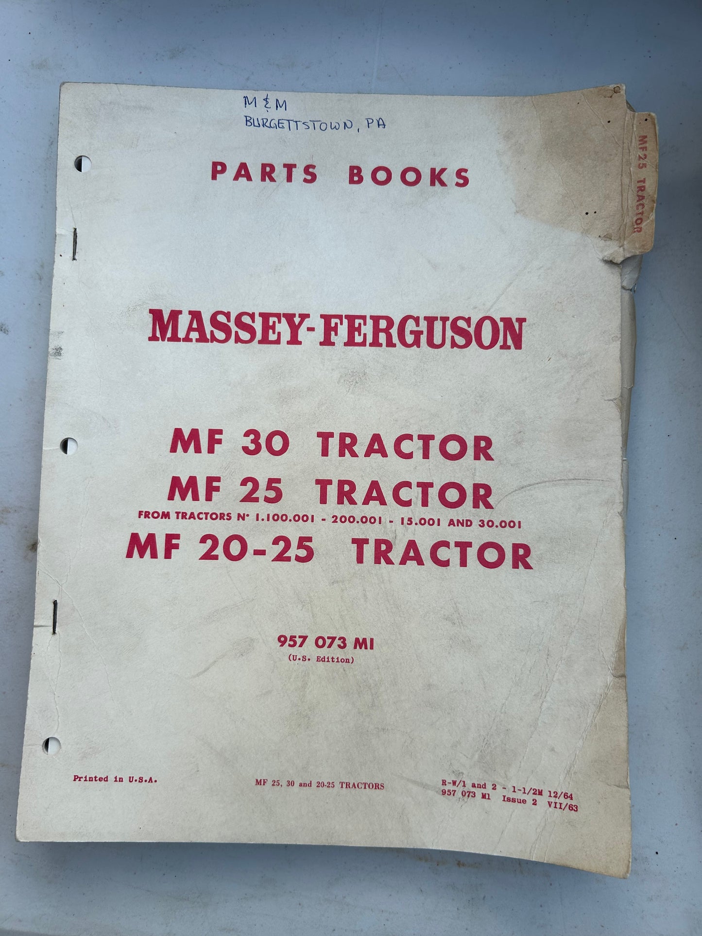 Massey Ferguson _ MF 30 & 25 Tractors & 20-25 Tractors _ Parts Book
