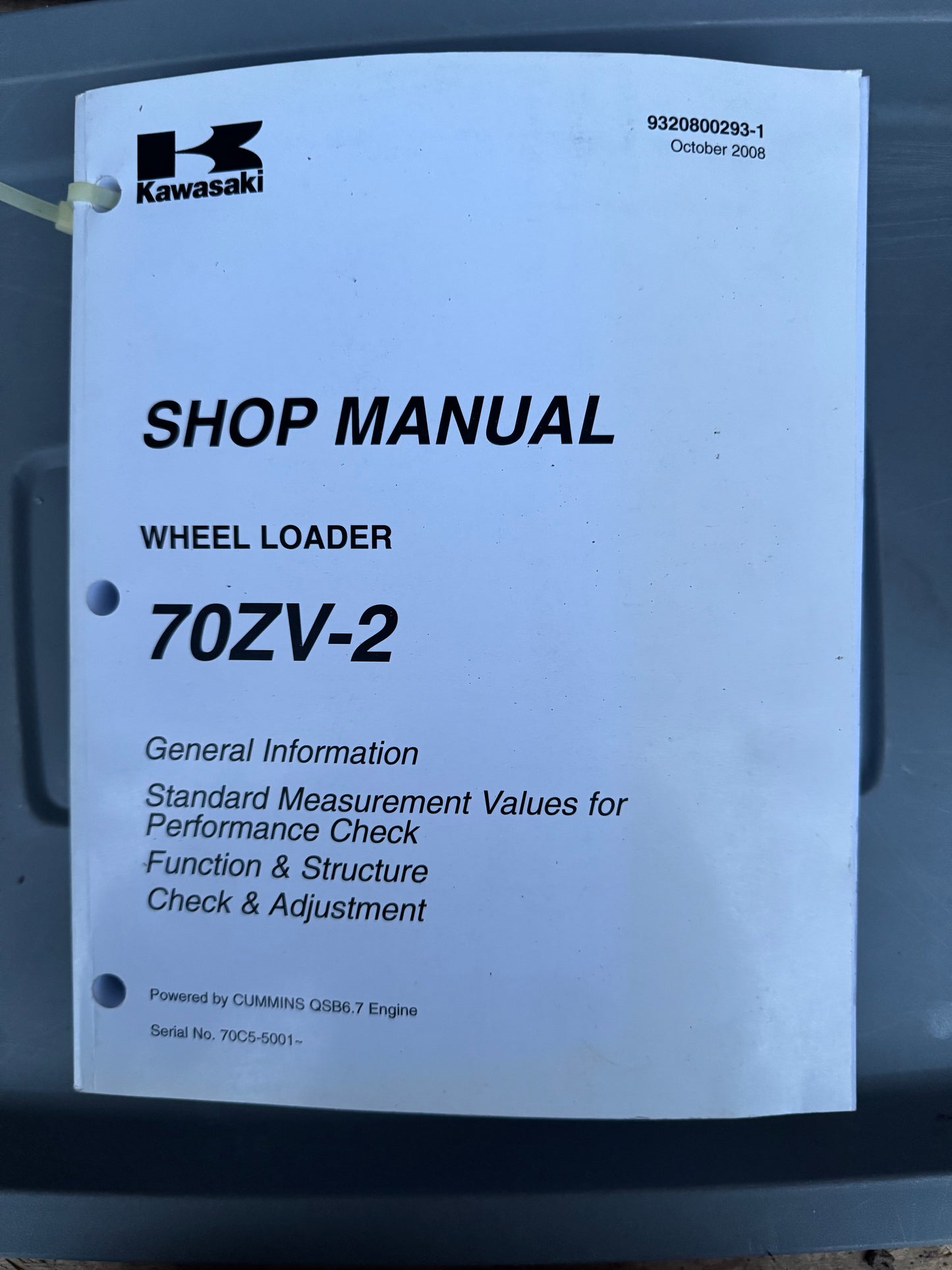 Kawasaki _ 70ZV-2 Wheel Loader _ General Information Shop Manual Oct 2008