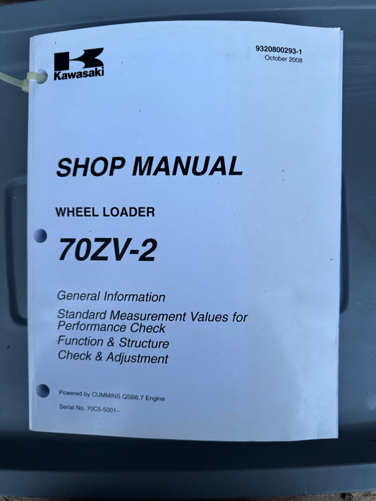 Kawasaki _ 70ZV-2 Wheel Loader _ General Information Shop Manual Oct 2008