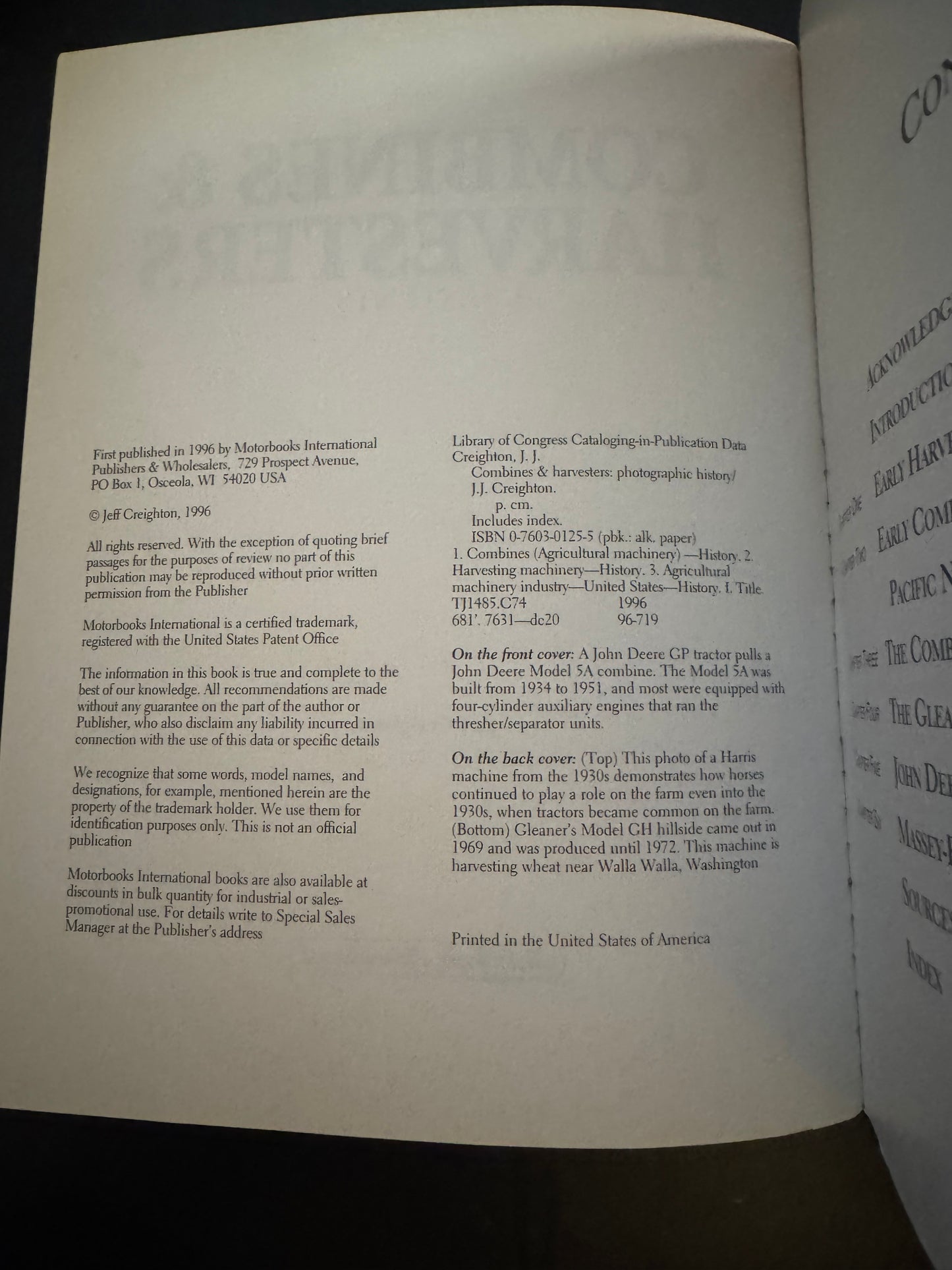 Combines & Harvesters Photographic History by Jeff Crieghton