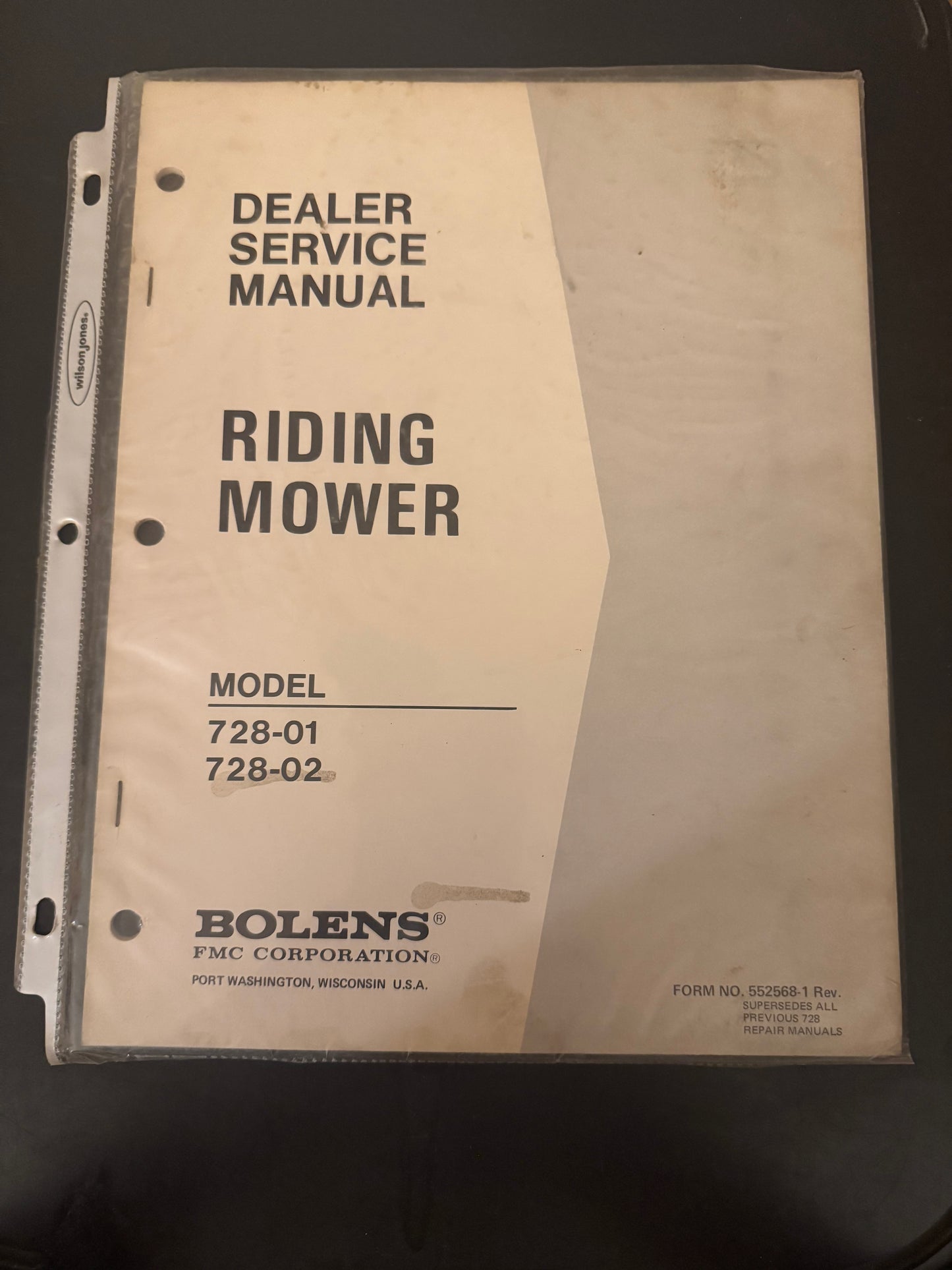 Bolens _ Riding Mower model 728-01 & 728-02 _ Dealer Service Manual