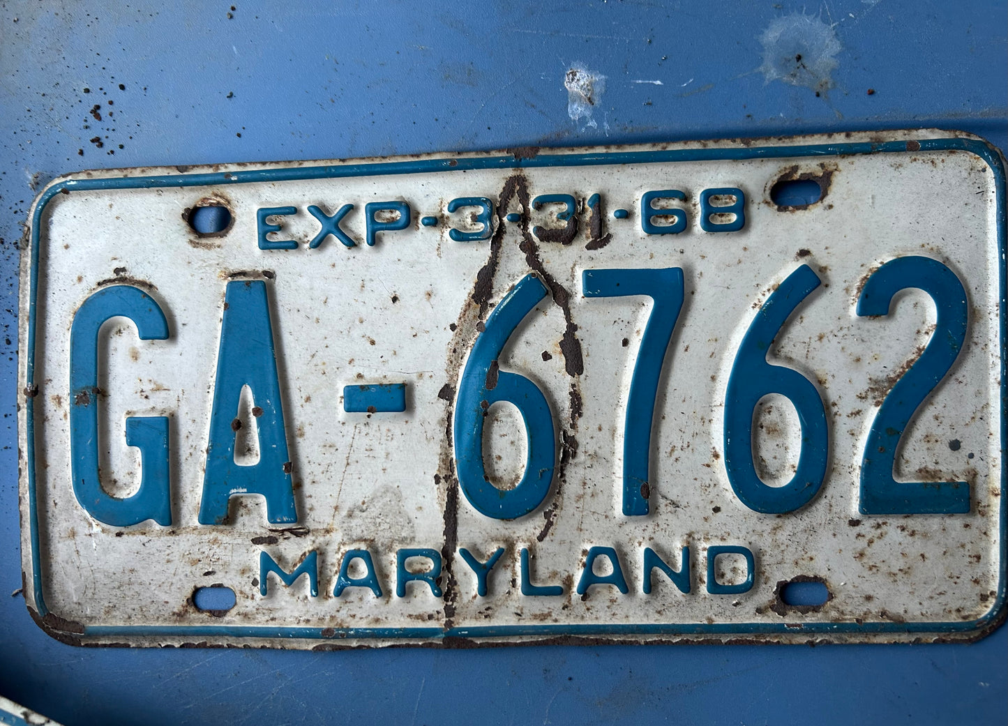Vintage License Plate - Maryland 1968 exp