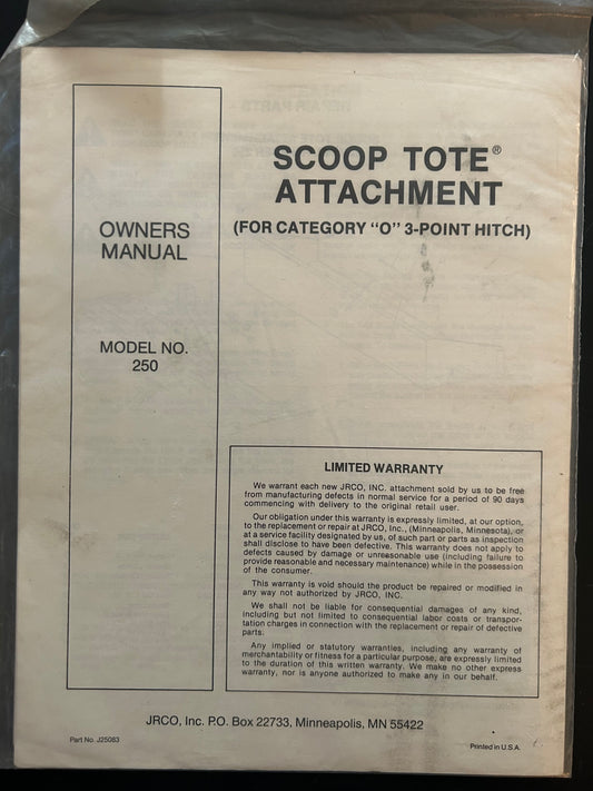 Bolens _ Scoop Tote Attachment model 250 _ Owner’s Manual