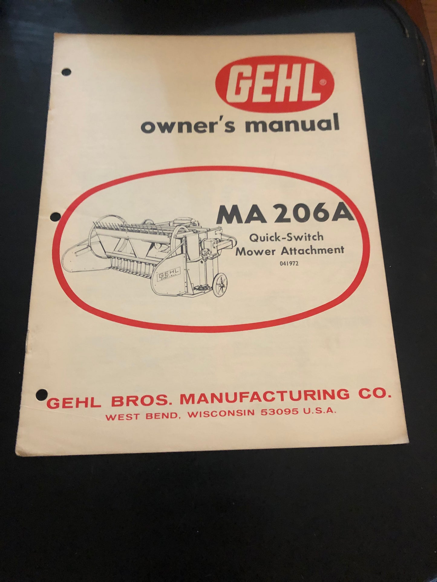 Gehl _ MA 206A Quick-Switch Mower Attachment _ Owner’s Manual