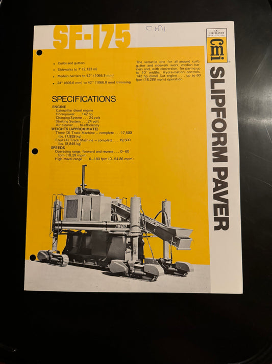 CMI _ Slipform Paver SF-175 Specs