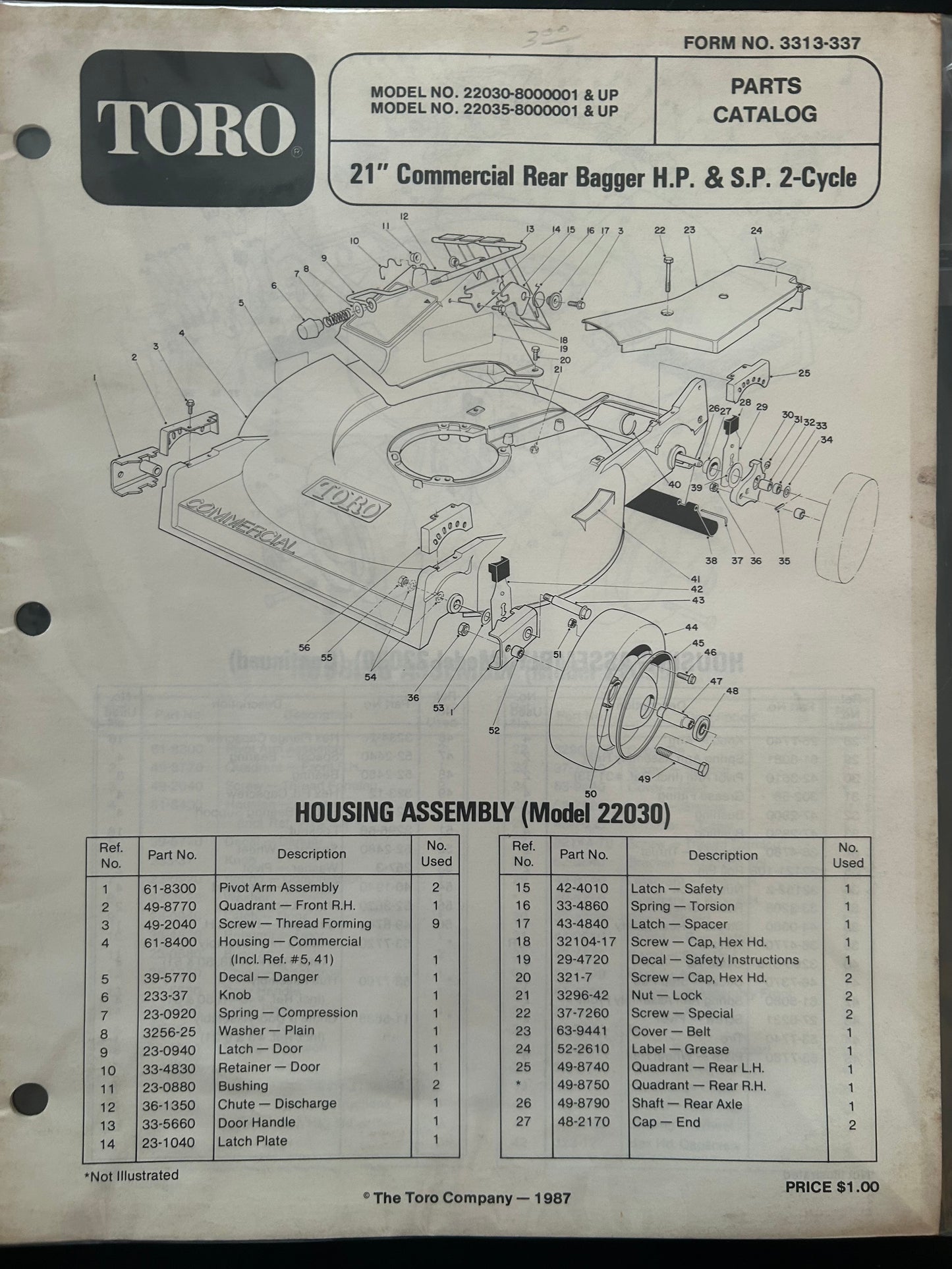 Toro _ 21" Commercial Rear Bagger H.P. & S.P. 2-Cycle _ Parts Catalog