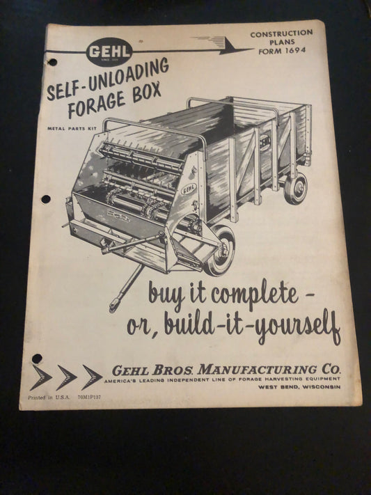 Gehl _  Self-Unloading Forage Box _ Construction Plans form 1694