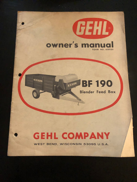 Gehl _ BF 190 Blender Feed Box _ Owner’s Manual