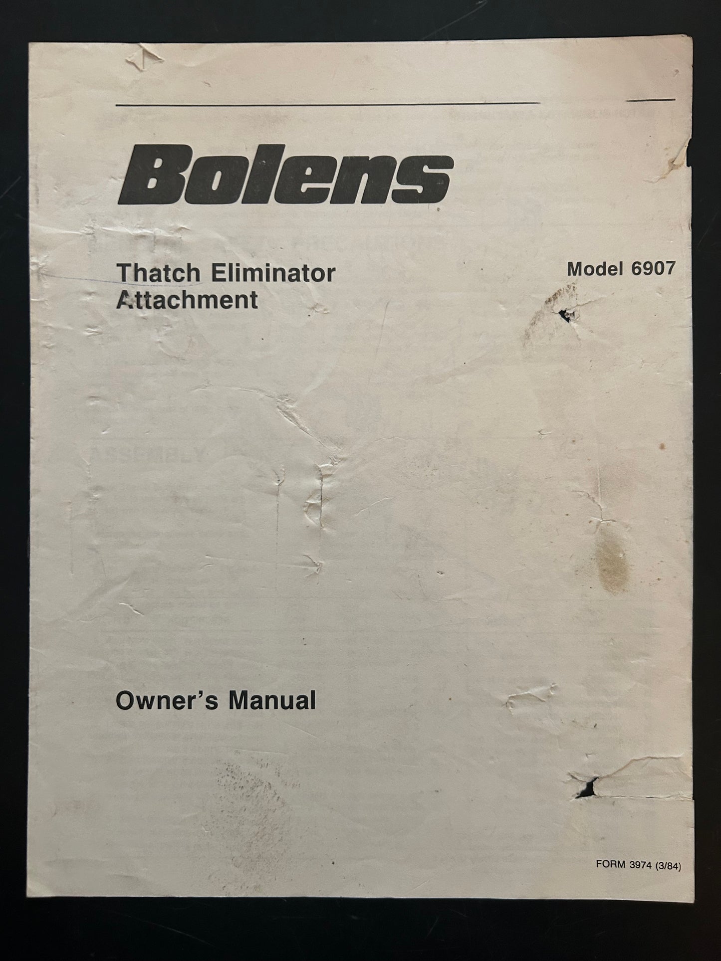 Bolens _ Thatch Eliminator Attachment model 6907 _ Owners Manual