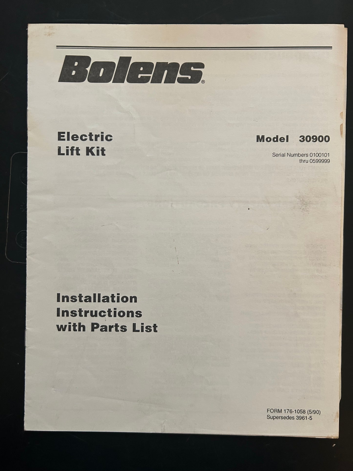 Bolens _ Hydraulic Lift Kit model 18327 _ Parts