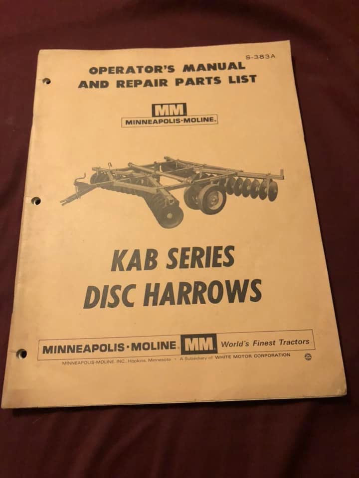 Minneapolis-Moline _ KAB Series Disc Harrows _ Operator’s Manual & Repair Parts List