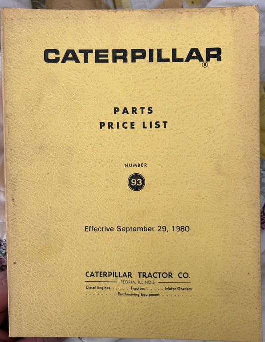 MCaterpillar _ # 93 _ Parts Price List effective 9/29/80