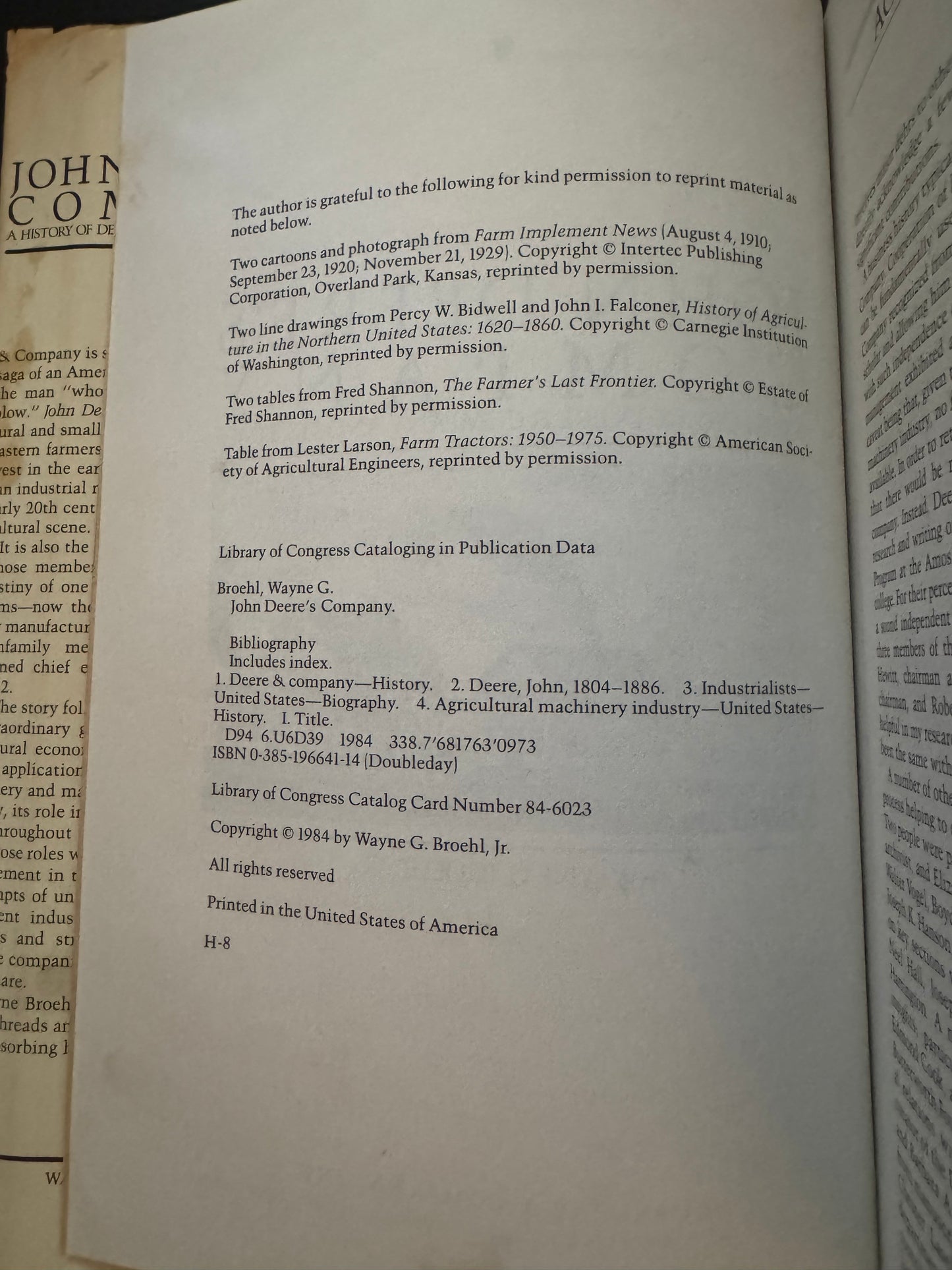 John Deere Company A History Of Deere & Company And Its Times by Wayne G. Broehl, Jr.