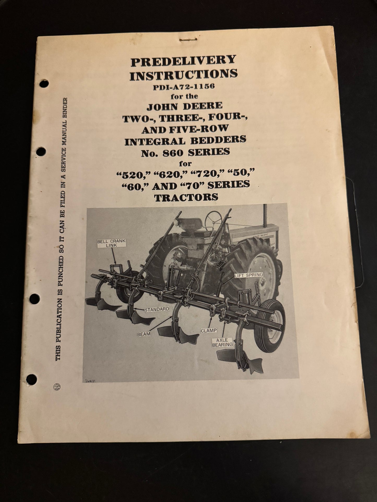 John Deere _ no 860 series Two, Three, Four & Five Row Integral Bedders _ PreDelivery Instructions PDI-A72-1165