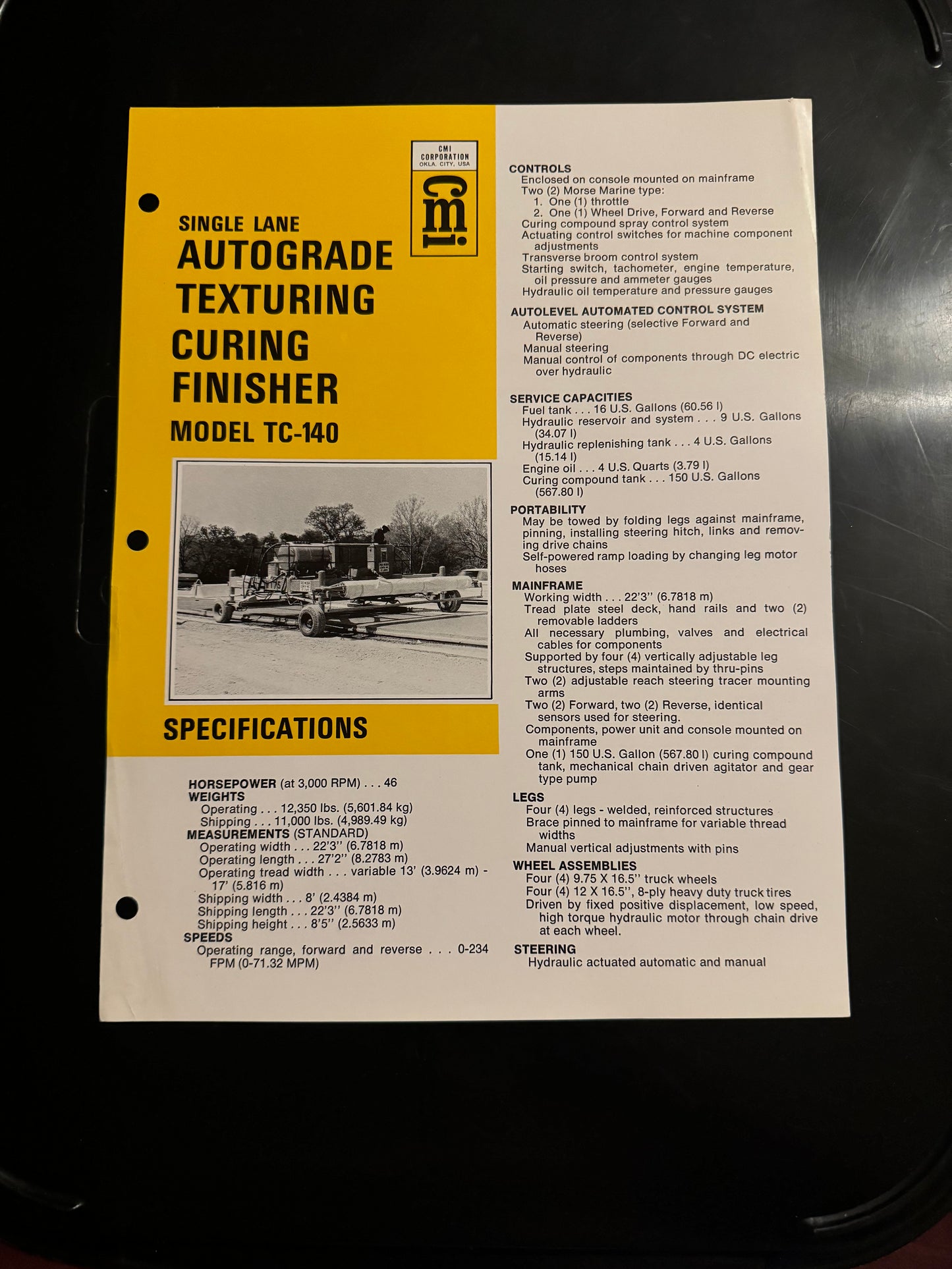 CMI _ Single Land Autograde Texturing Curing Finisher TC-140