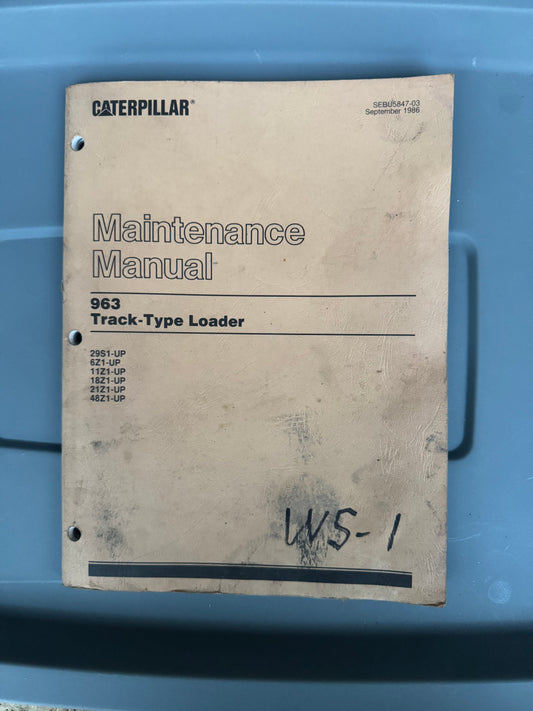 Caterpillar 963 Track-Type Loader Maintenance Manual