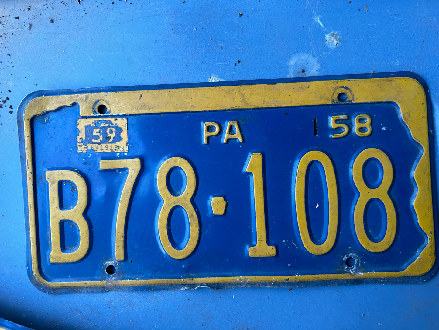 Vintage License Plate - Pennsylvania 1958