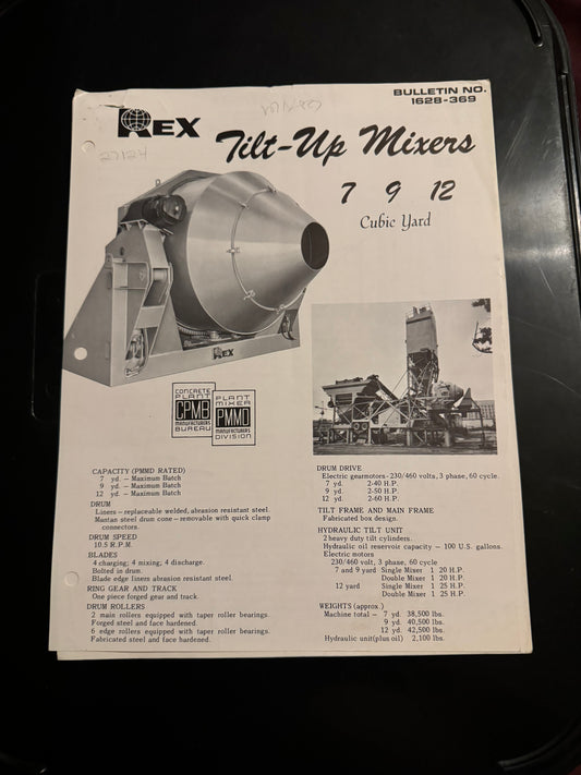 Rex _ Tilt-Up Mixers 7, 9, 10 Cubic yard _ Bulletin 1628-369