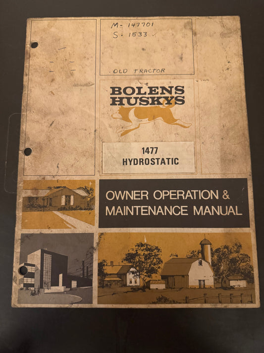 Bolens _ 1477 Hydrostatic _ Owner Operation & Maintenance Manual