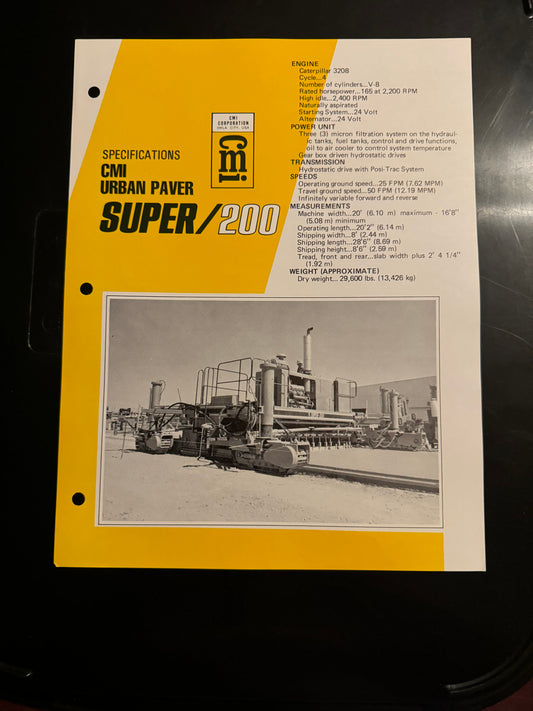 CMI _ Urban Paver Super 200 Specs