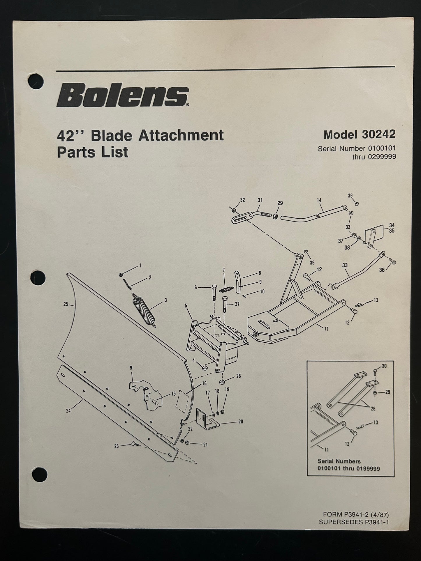 Bolens _ 42” Blade Attachment model 30242 _ Parts List