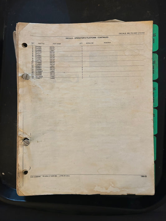 John Deere  _ 4425 Combine _ Parts Catalog PC-4204