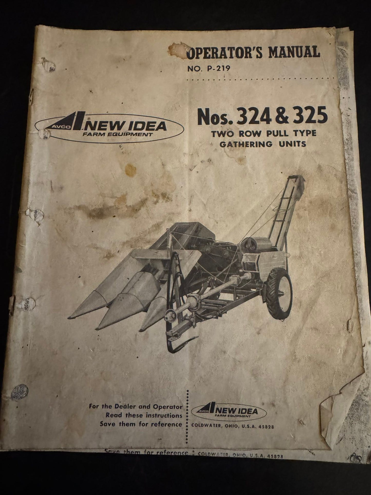 New Idea _ Nos. 325 & 325 Two Row Pull Type Gathering Units _ Operator’s Manual P-219