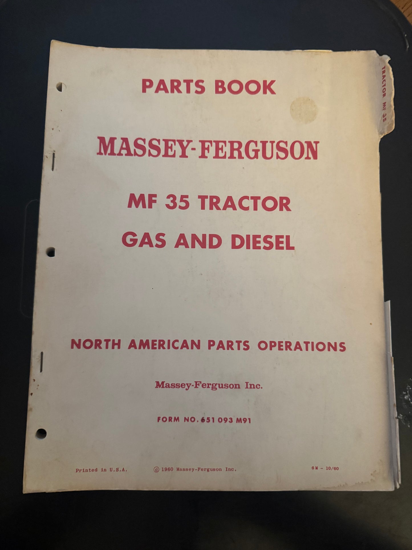 Massey-Ferguson _ MF 35 Tractors Gas & Diesel _ Parts Book form 651 093 M91